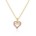 Cadeaux pour maman Gold Heart Shape Copper avec un vrai nom de cristal d&#39;or 18k Jewelry Mom Collier